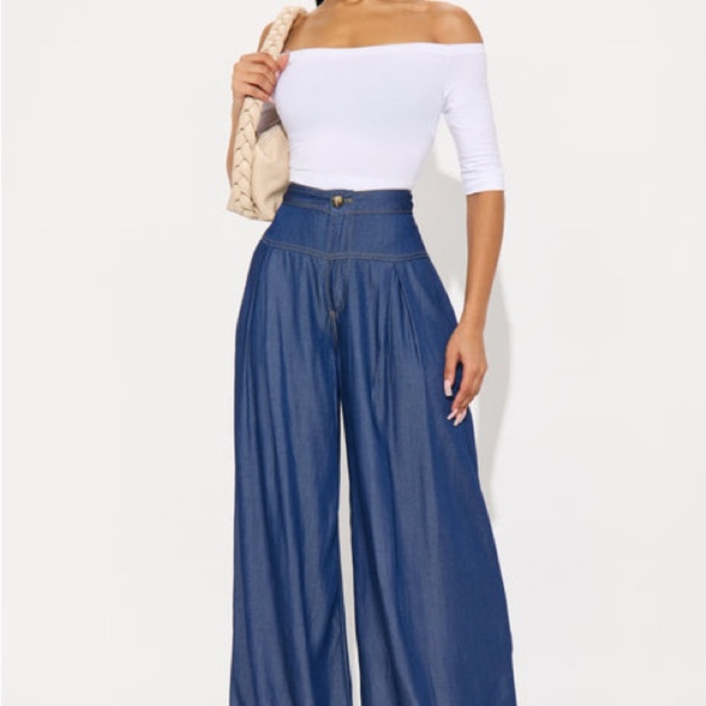 Fashion Nova Indigo Wide-Leg Pants